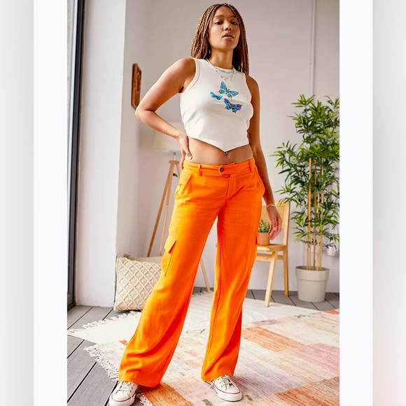 Urban Outfitters Linen Blend Low Rise Cargo Pants - Picture 3 of 11